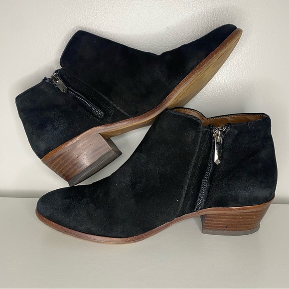 Sam Edelman Womens Petty Ankle Boot Sz 7.5 Black Suede Bootie Block Heel Comfy - Picture 13 of 15